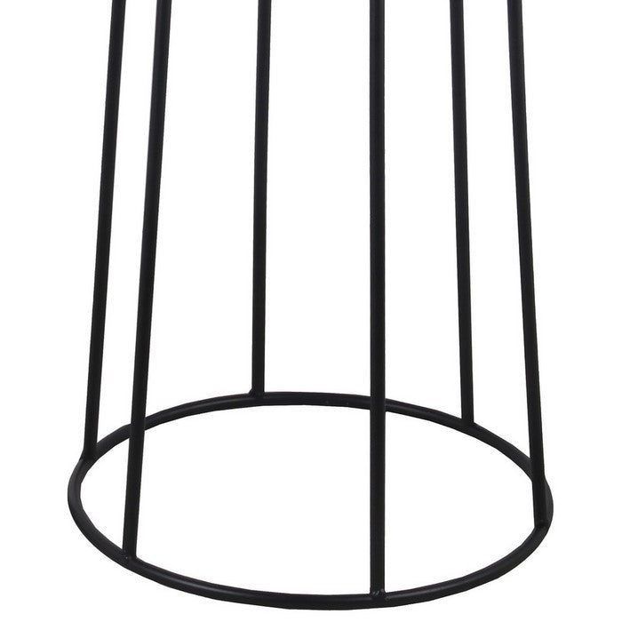 Metal Cylindrical Planter with Circular Base, Set of 2, Black and White
