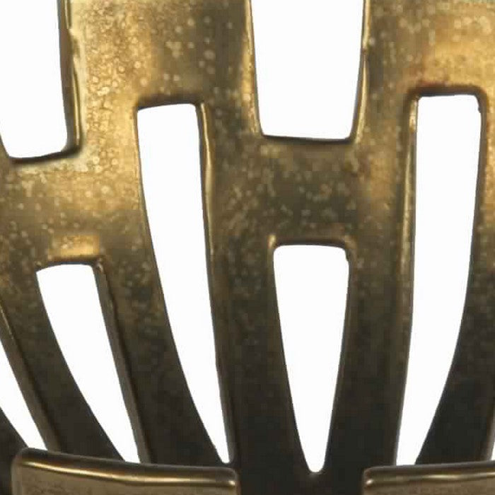 Metal Decorative Bowl with Geometric Design, Large, Gold