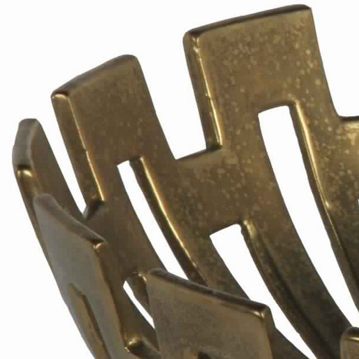 Metal Decorative Bowl with Geometric Design, Large, Gold