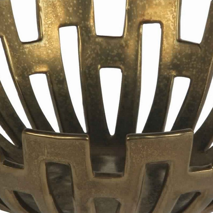 Metal Decorative Bowl with Geometric Design, Small, Gold