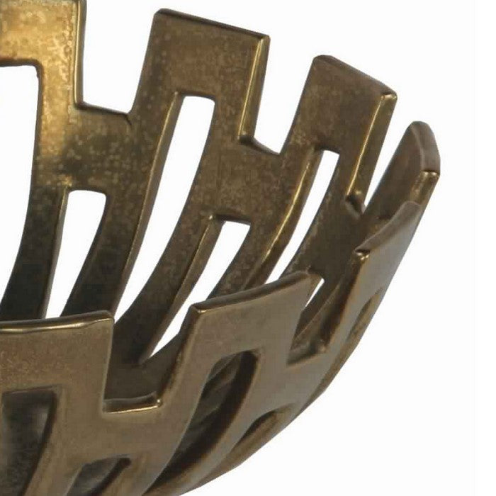 Metal Decorative Bowl with Geometric Design, Small, Gold