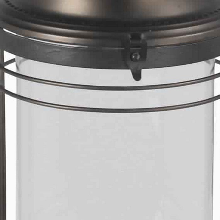 Candle Lantern with Metal Body and Glass Hurricane, Small, Bronze