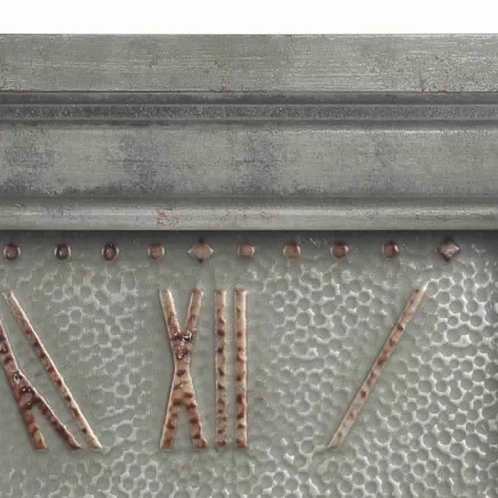 Rectangular Metal Wall Clock with Roman Numerals and Spade Hands, Gray