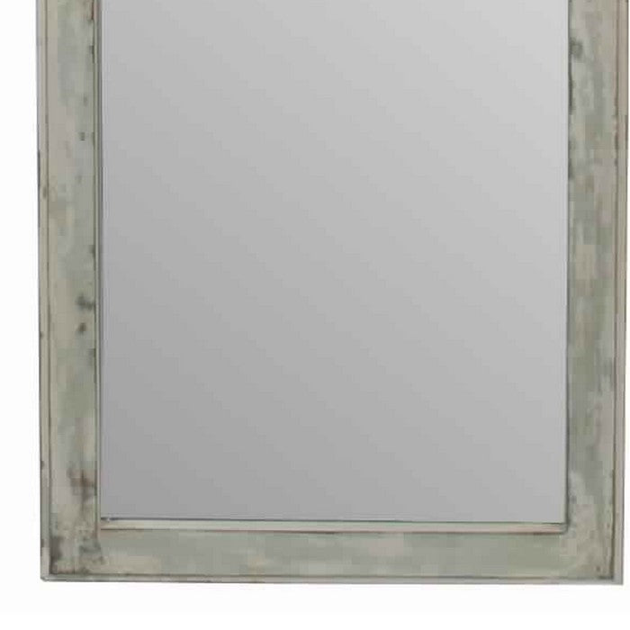 Farmhouse Style Wooden Wall Mirror with Scalloped Top, Gray and Brown