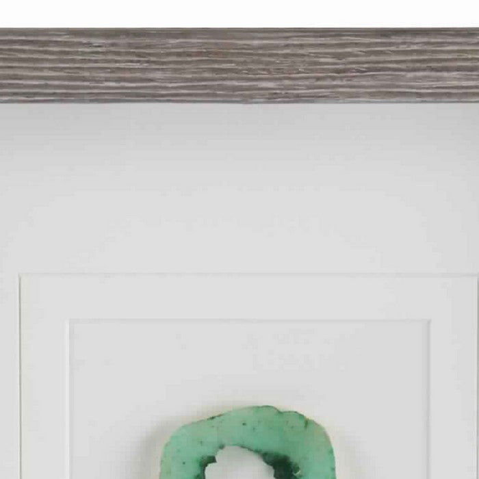 Square Wooden Shadow Box with One Quartz Crystal, Brown and Green
