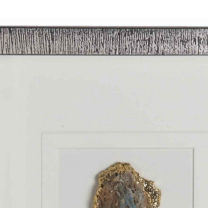 Rectangular Wooden Shadow Box with Encased Faux Stone, Blue and Silver