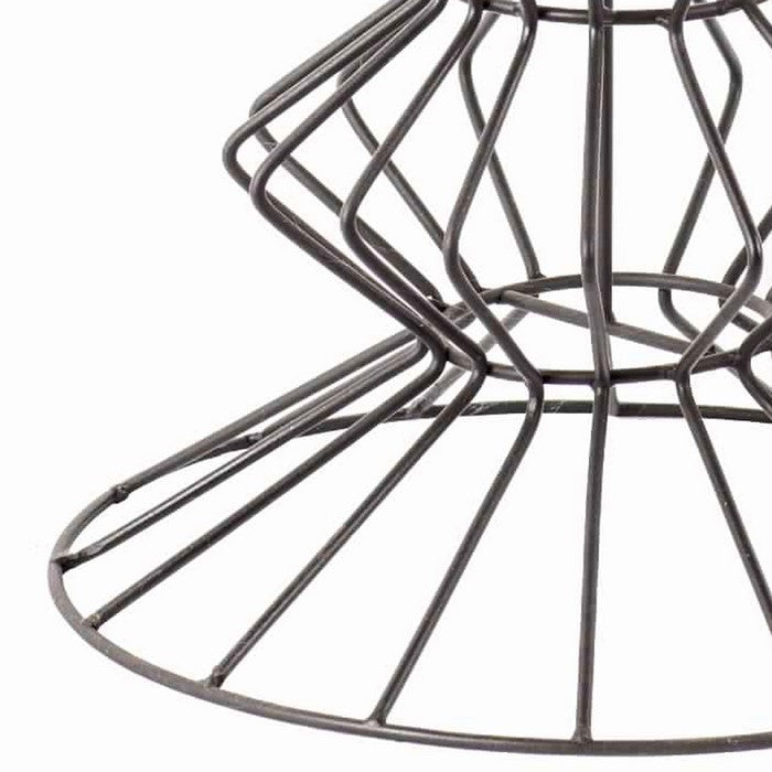 Metal Wire Accent Table with Stacked Bellied Body and Glass Top, Black