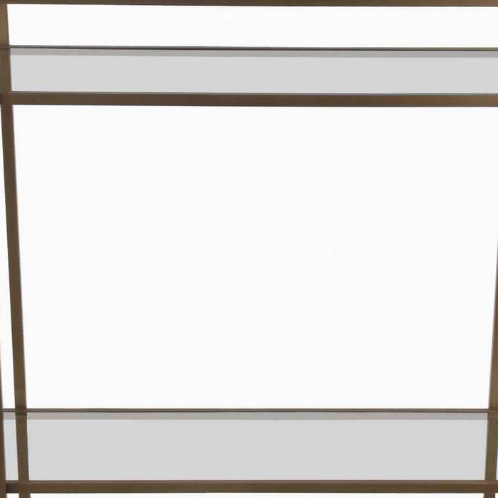 3 Tier Geometric Metal Accent Table with 2 Open Bottom Shelves, Gold