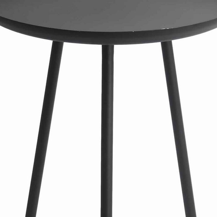 Industrial Metal Accent Table with Tubular Legs and Round Tray Top, Black