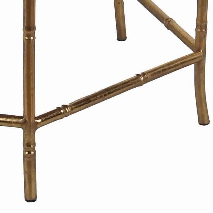 Round Mirror Top Coffee Table with Open Arched Metal Frame, Gold