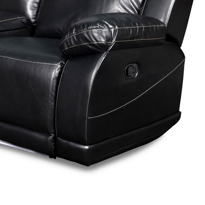 Leatherette Console Loveseat with Cup Holders and LED Light Trim, Black