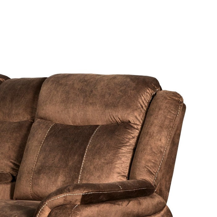 Fabric Reclining Console Loveseat with Cup Holders and USB Port, Brown