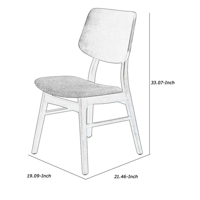 Wooden Chair with Fabric Upholstered Saddle Seat, Set of 2, Brown and Beige