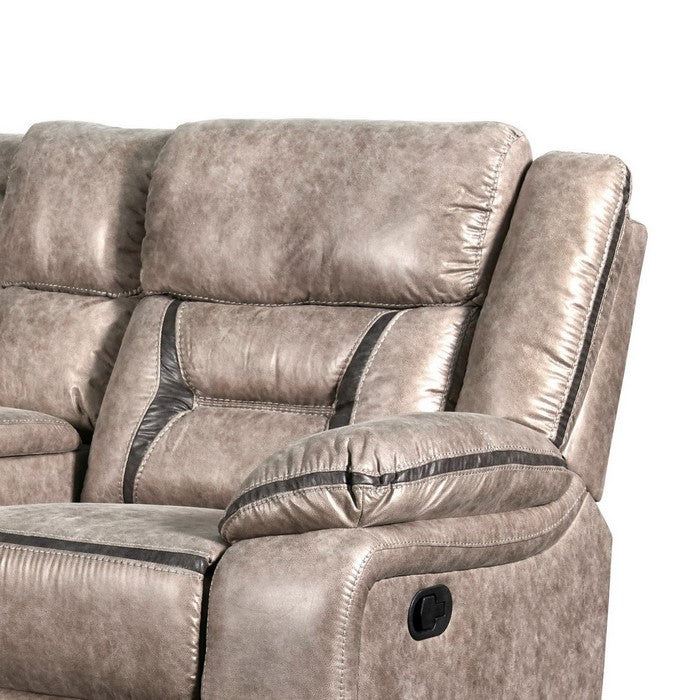 Leatherette Console Loveseat with Cup Holders and Hidden Storage, Gray