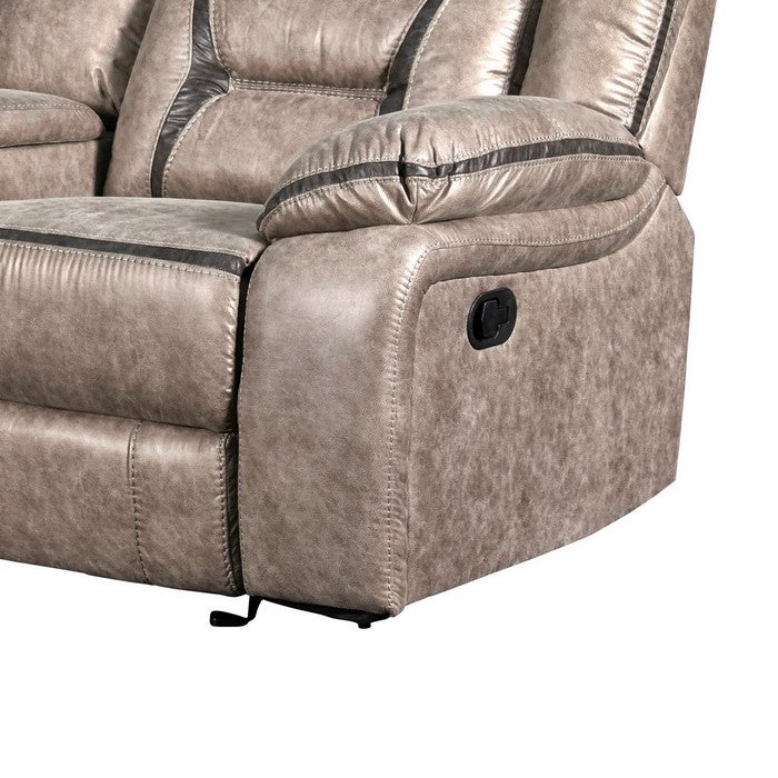 Leatherette Console Loveseat with Cup Holders and Hidden Storage, Gray