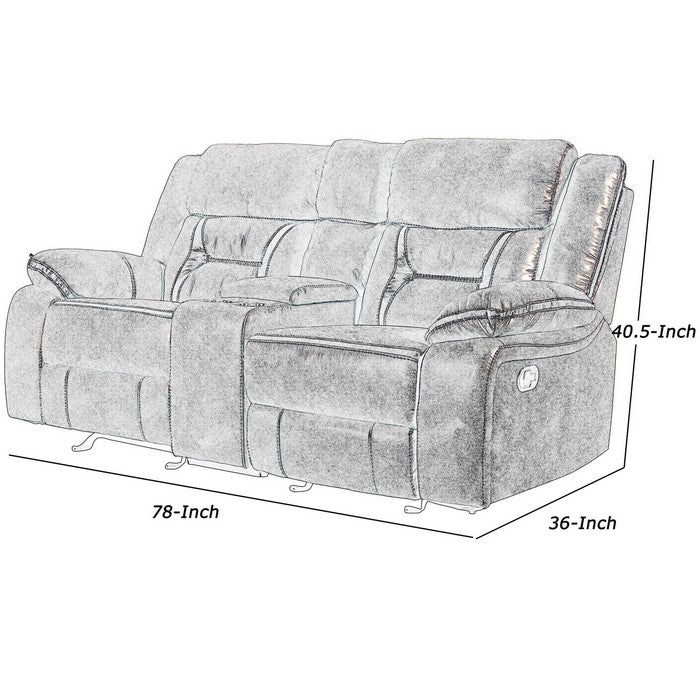 Leatherette Console Loveseat with Cup Holders and Hidden Storage, Gray