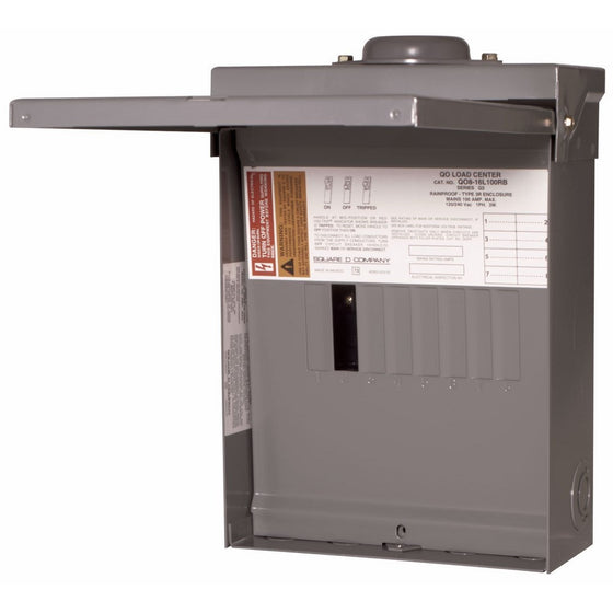 Square D by Schneider Electric QO816L100RBCP QO 100 Amp 8-Space 16-Circuit Main Lug Outdoor Load Center with Cover