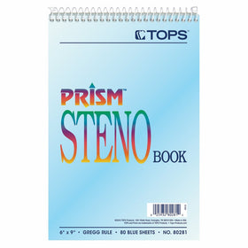 TOPS Prism Steno Books, 6" x 9", Gregg Rule, Blue Paper, 80 Sheets, 4 Pack (80284)