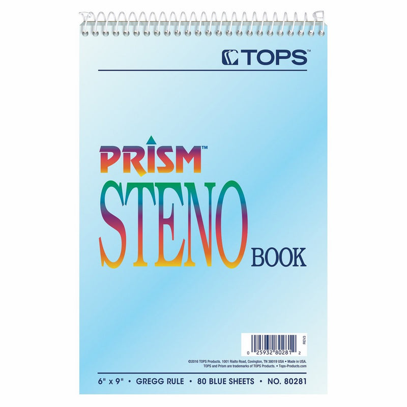 TOPS Prism Steno Books, 6" x 9", Gregg Rule, Blue Paper, 80 Sheets, 4 Pack (80284)