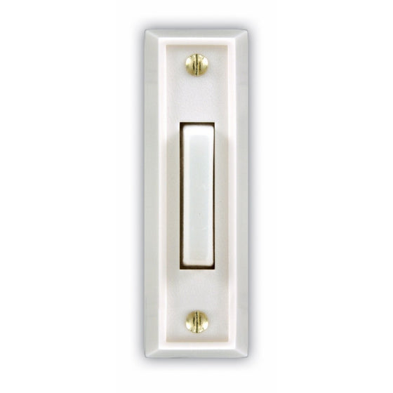 Heath Zenith SL-715-1-02 Wired Door Chime Push Button, White with White Lighted Center Bar
