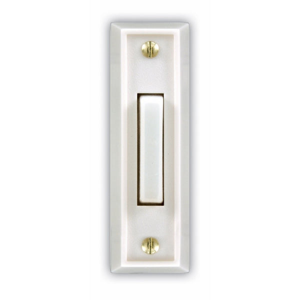 Heath Zenith SL-715-1-02 Wired Door Chime Push Button, White with White Lighted Center Bar