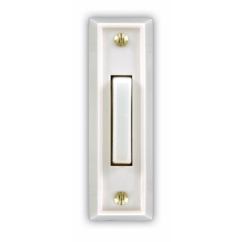 Heath Zenith SL-715-1-02 Wired Door Chime Push Button, White with White Lighted Center Bar