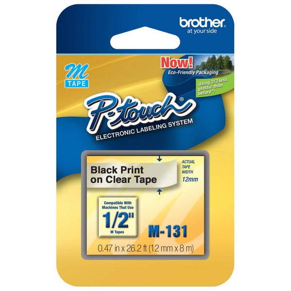 Brother P-touch 1/2" (0.47") Black on Clear Tape - 26.2 ft. (8m)