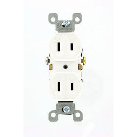 Leviton 223-W 15 Amp, 125 Volt, Duplex Receptacle, Residential Grade, Non-Grounded, White