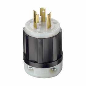 Leviton 2321 20 Amp, 250 Volt, NEMA L6-20P, 2P, 3W, Locking Plug, Industrial Grade, Grounding - Black-White