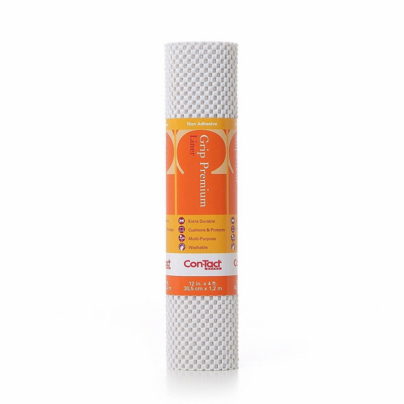 Con-Tact Brand Grip Premium, 04F-C6L52-06, Non-Adhesive Non-Slip Shelf Liner and Drawer Liner, Bright White, 12" x 4'