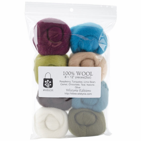 WISTYRIA EDITIONS 0.25-Ounce Wool Roving, 12-Inch, Chic, 8-Pack