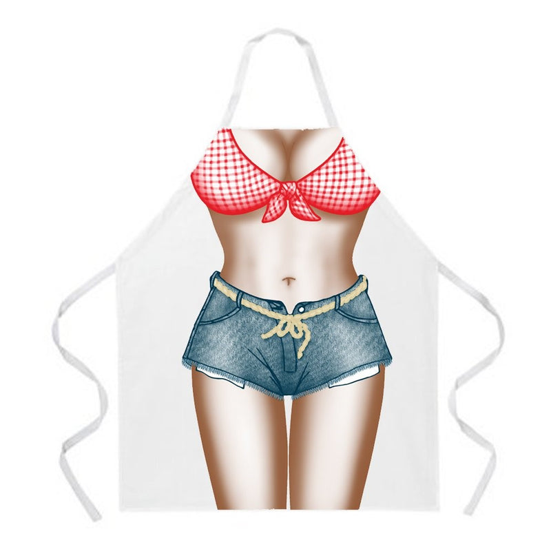 Attitude Aprons Fully Adjustable Farmer's Daughter Apron, White, One Size Fits Most