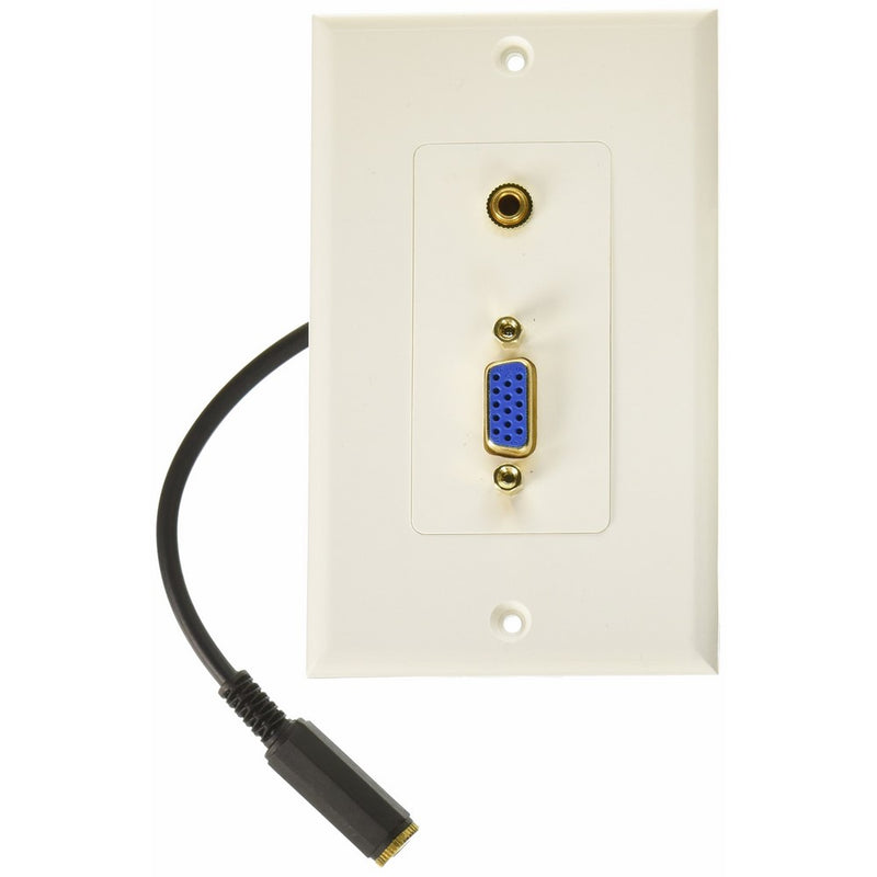 Monoprice 104569 VGA Stereo Audio Wall Plate (Gold Plated, 3.5mm)