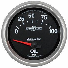 Auto Meter 7627 Sport-Comp II 2-5/8" 0-100 PSI Short Sweep Electric Oil Pressure Gauge