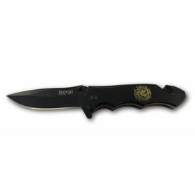 Fury Tactical All Black with Fire Logo TacAssist Folding Knife