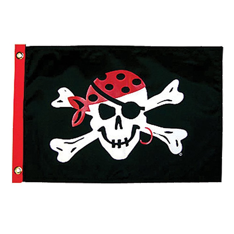 Taylor Made Products 1807, Pirate Heads Boat Flag, 12 inch x 18 inch, One Eyed Jack Flag