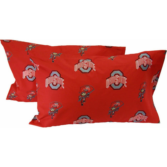 Ohio State Printed Pillow Case - (Set of 2) - Solid by College Covers