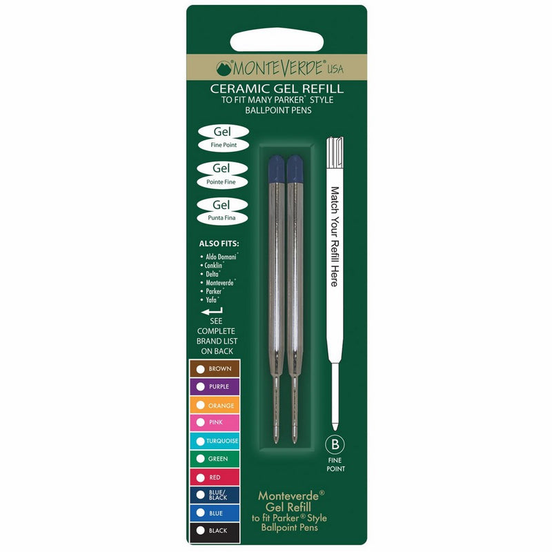 Monteverde Capless Ceramic Gel Refill For Parker Pens, Blue (P442Bu)