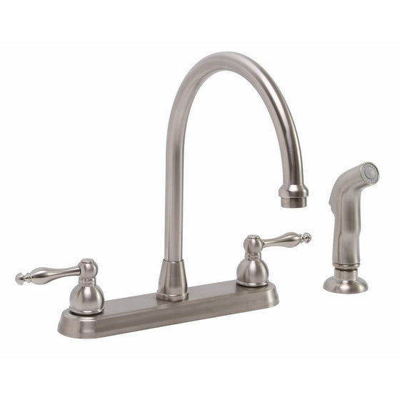 Premier 119262 Wellington Lead-Free Two-Handle Kitchen Faucet with Matching Side Spray, Brushed Nickel