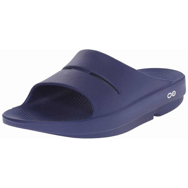 OOFOS Unisex Ooahh Slide Sandal,Navy,10 B(M) US Women/8 D(M) US Men