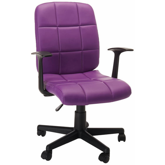 Flash Furniture Mid-Back Purple Quilted Vinyl Swivel Task Chair with Arms
