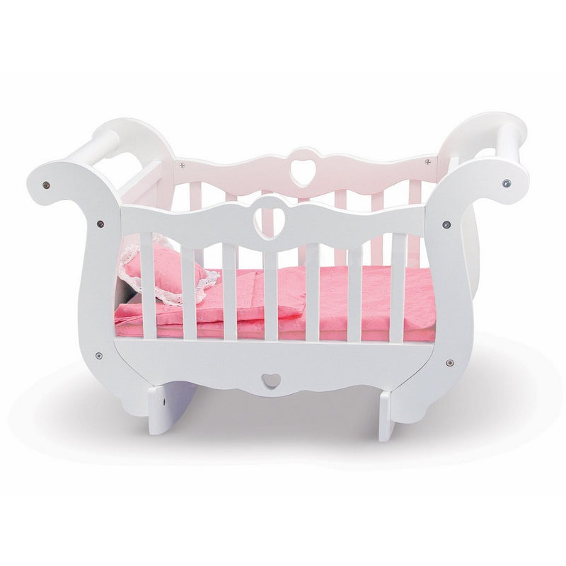 Melissa & Doug White Wooden Doll Crib With Bedding (30 x 18 x 16 inches)