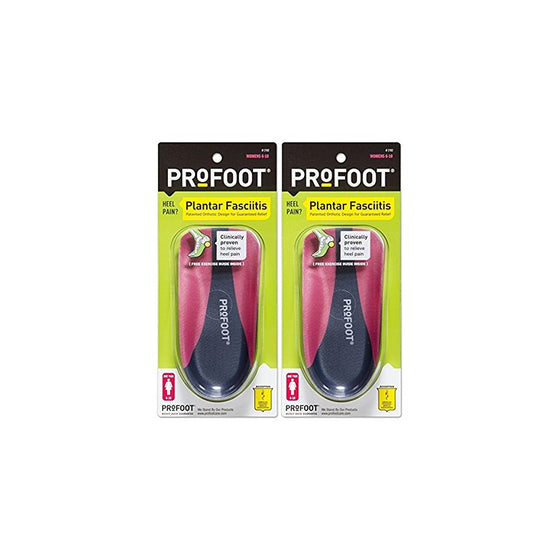 PROFOOT Women's Plantar Fasciitis Orthotics Size 6-10, 2 Pair, Patented Orthotic Design to Cradle Heels for Support and Shock Absorption to Minimize Pain from Plantar Fasciitis