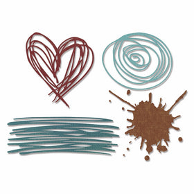Sizzix 660222 Thinlits Die Set, Scribbles & Splat by Tim Holtz, 4-Pack