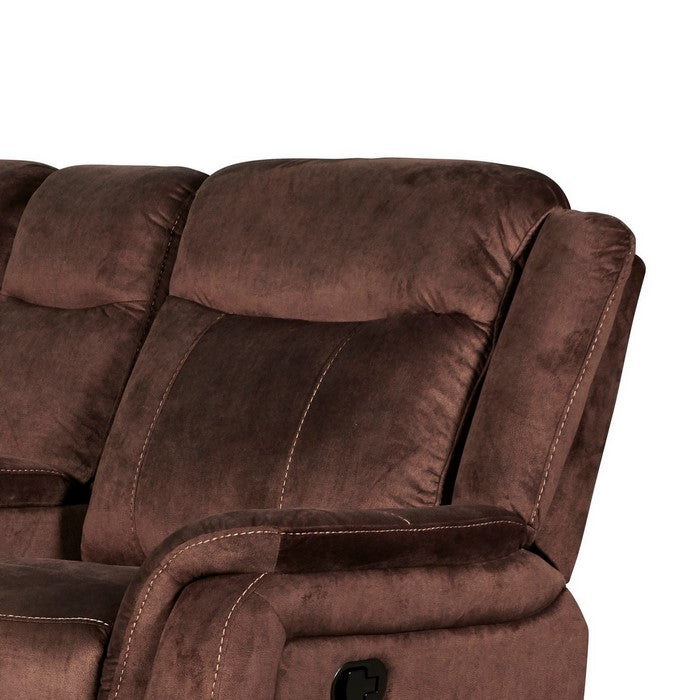 Fabric Console Loveseat with Cup Holders and Hidden Storage, Brown