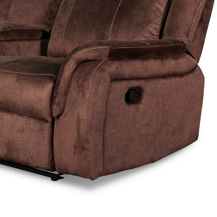 Fabric Console Loveseat with Cup Holders and Hidden Storage, Brown