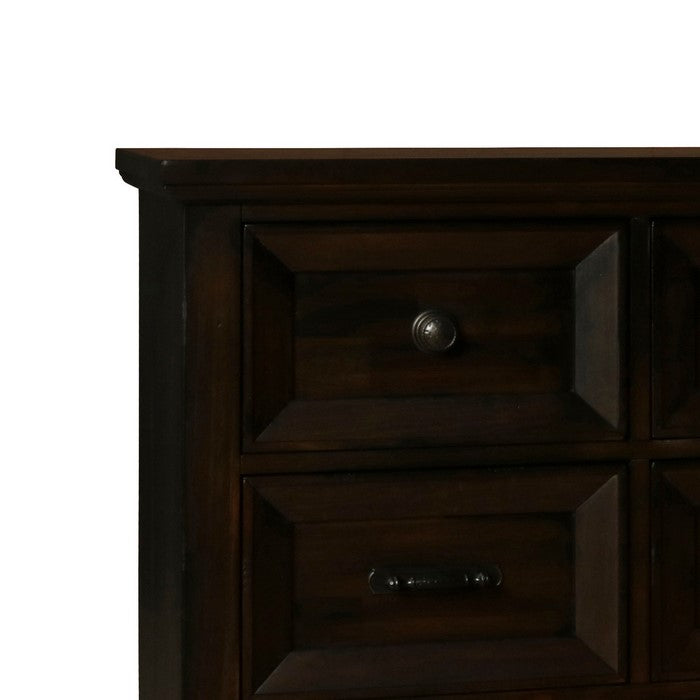 Eight Drawer Wooden Dresser with One Felt Lined Jewelry Tray, Dark Brown