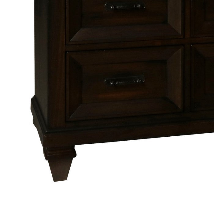 Eight Drawer Wooden Dresser with One Felt Lined Jewelry Tray, Dark Brown
