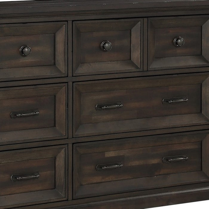 Eight Drawer Wooden Dresser with One Felt Lined Jewelry Tray, Brown