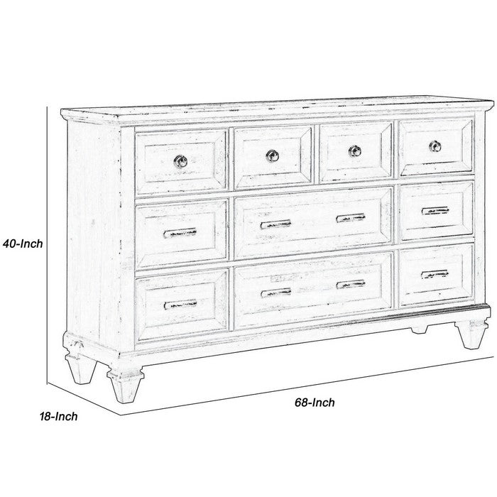 Eight Drawer Wooden Dresser with One Felt Lined Jewelry Tray, Brown